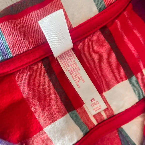 XS XHILARATION FLANNEL BUTTON DOWN RED WHITE BLUE LONG SLEEVE SHIRT TOP JACKET - Picture 6 of 8